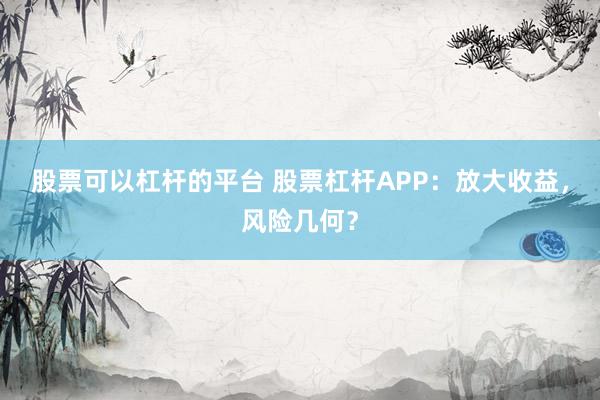 股票可以杠杆的平台 股票杠杆APP：放大收益，风险几何？