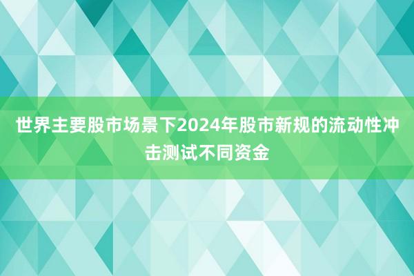 世界主要股市场景下2024年股市新规的流动性冲击测试不同资金