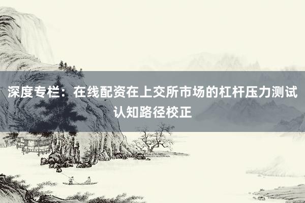 深度专栏:在线配资在上交所市场的杠杆压力测试认知路径校正