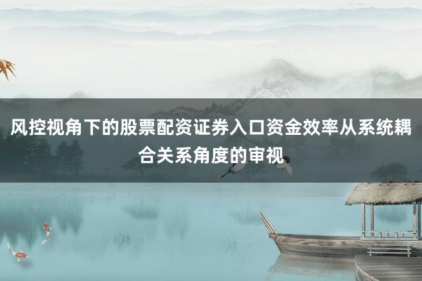 风控视角下的股票配资证券入口资金效率从系统耦合关系角度的审视