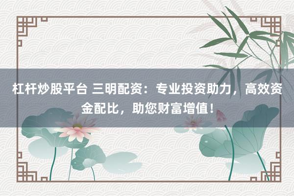 杠杆炒股平台 三明配资：专业投资助力，高效资金配比，助您财富增值！