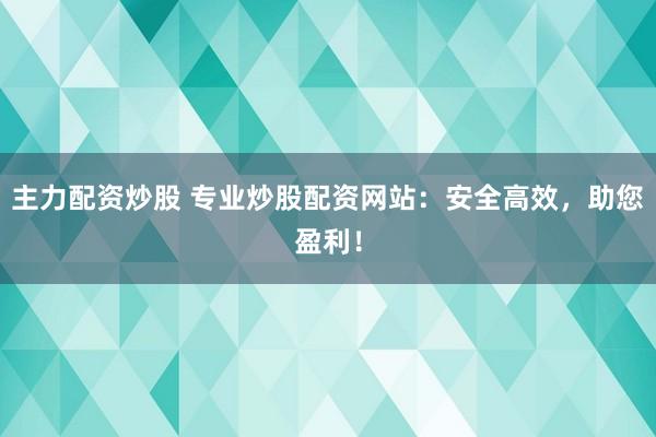 主力配资炒股 专业炒股配资网站：安全高效，助您盈利！