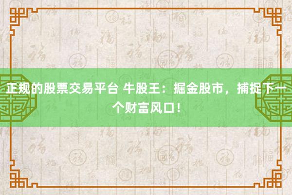 正规的股票交易平台 牛股王：掘金股市，捕捉下一个财富风口！